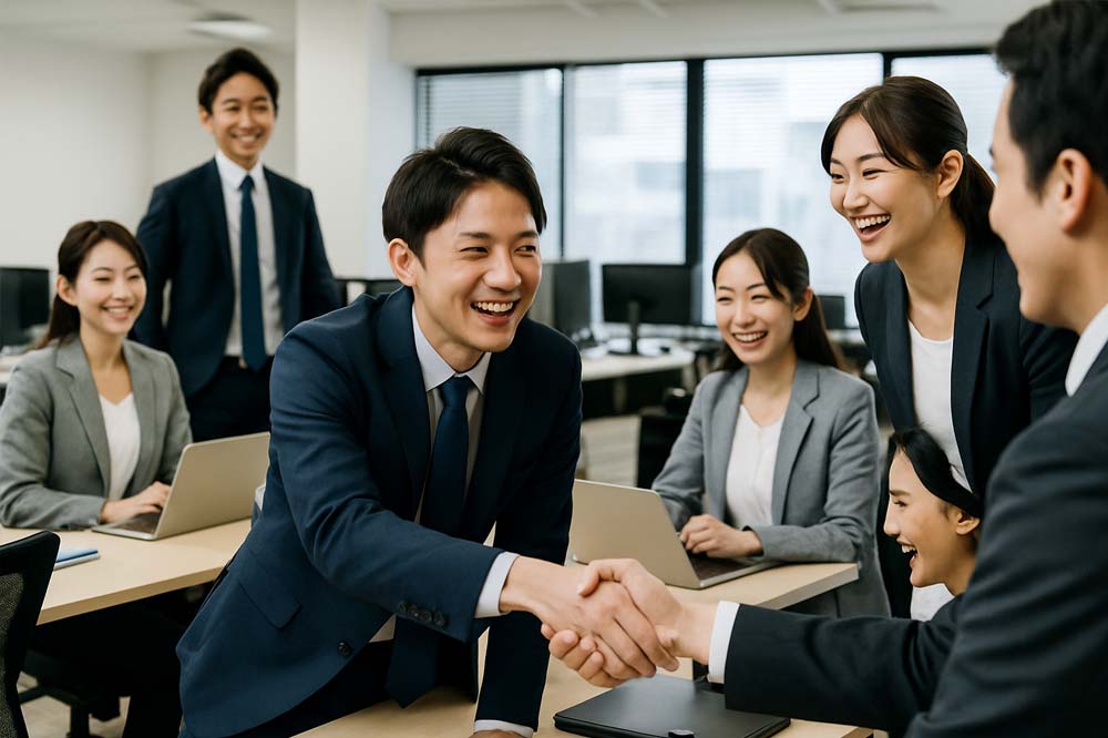 写真の労をねぎらう様子
