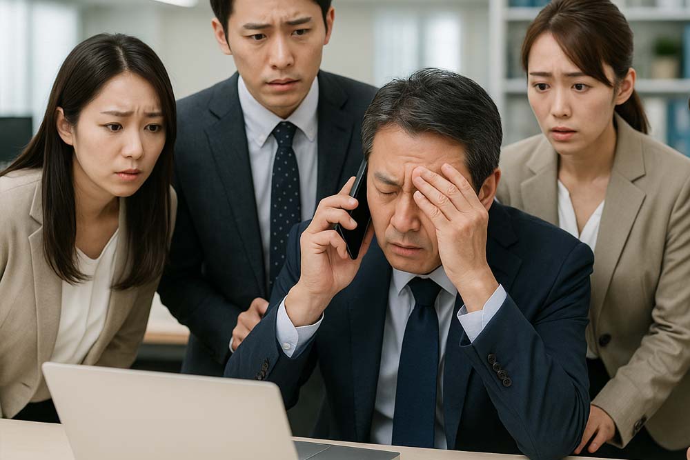 無断欠勤の欠勤に電話をかけている様子